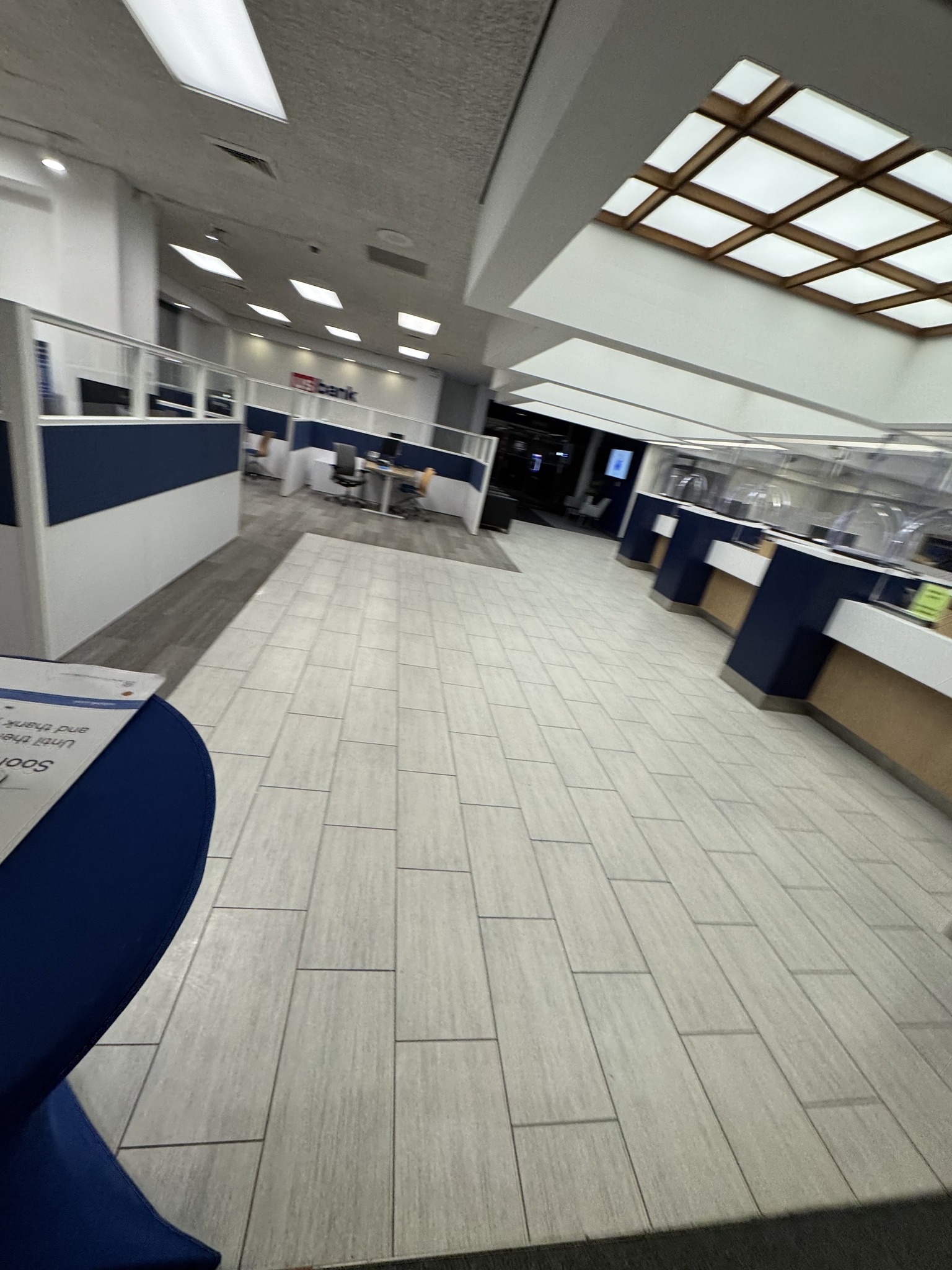 Lobby during tile installation